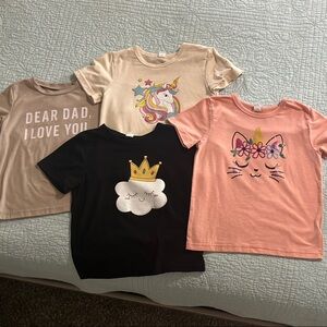 SHEIN Kids Short Sleeve Tees - Black, Pink, Cream